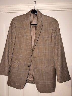 Jos. A. Bank Men's Plaid Tan & Brown Sport Coat